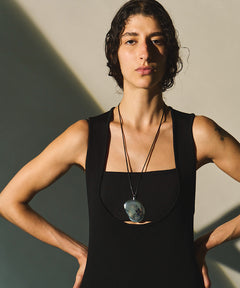 Bean motif cord necklace
