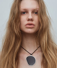 Bean stone cord necklace