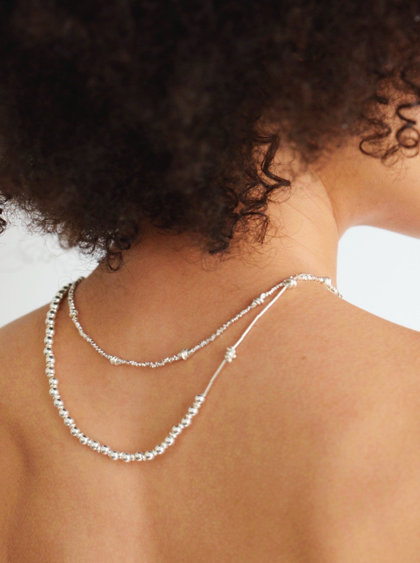 Silver beads long necklace - pearl|222-270102 – JAMIRAY Silver beads long necklace - pearl|222-270102 – JAMIRAY